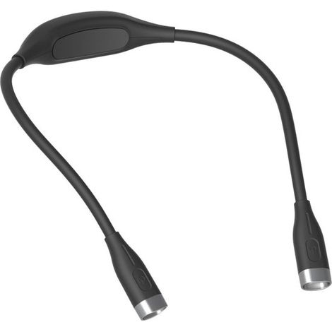 Lámpara de lectura LED recargable para el cuello，3 niveles de brillo，correa de silicona flexible y suave para un uso cómodo，color negro (1/5)