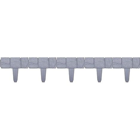 Clôture de Jardin en Plastique Effet Pierre - Bordure de Pelouse et Parterre - Lot de 5 Panneaux Décoratifs (1/5)