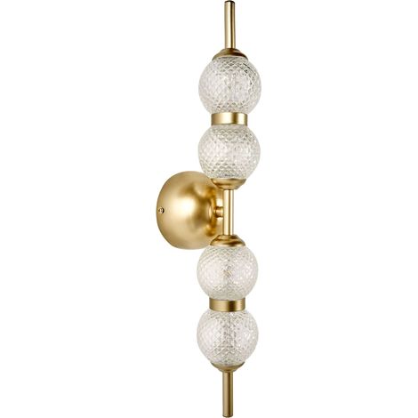LED Wall Lamp Gold Glass Shade Metal Base Glam Style Ambient Light Living Room Bedroom ARAS (1/5)