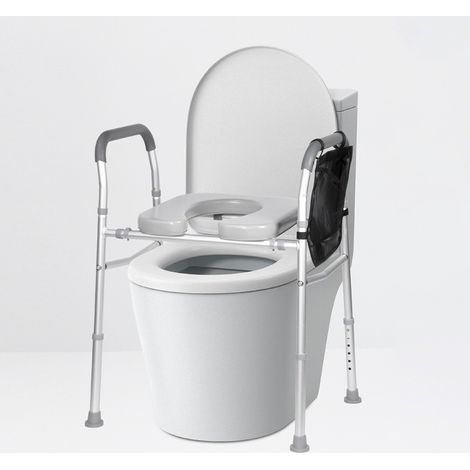 Réducteur WC-Rehausseur de Toilettes -Siège de toilette surélevé -largeur réglable - Poignée Antidérapante - Cadre de Sécurité -Tube en Acier (1/5)
