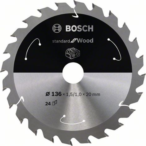 Bosch Professional Disco de sierra circular Standard for Wood (madera, 136 x 20 x 1,5 mm, 24 dientes, accesorio de sierra circular sin cable) (1/2)