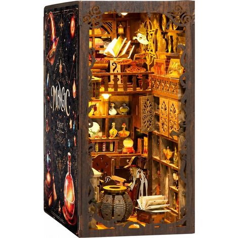 Serre-livres en bois à monter soi-même, puzzle 3D, cabane magique, décoration créative à assembler à la main (1/5)