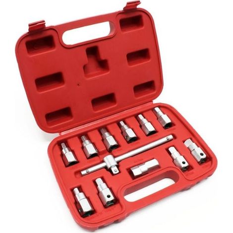 Coffret de douille de vidange 12 pièces Kit de clés Outil pour Huile de voiture et d’automobile (1/5)