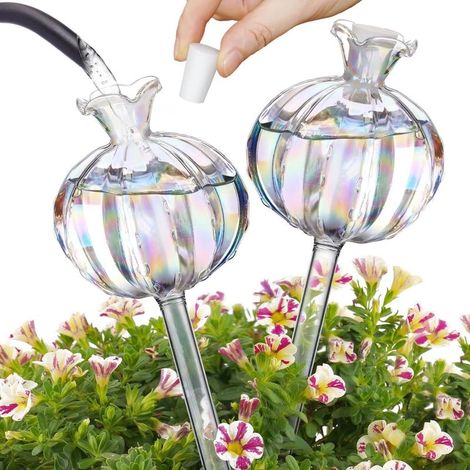 Bewässerungskugeln für Pflanzen (2 Stück), farbige Glas-Bewässerungskugeln für Kakteen, automatische Glasgießkannen für Topfpflanzen, Mini-Bewässerungssystem, schönes Geschenk (1/5)