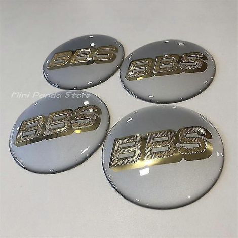 OEM-4er-Set BBS Radnabenkappen-Emblem-Aufkleber, 70 mm (7,0 cm), Weiß/Gold