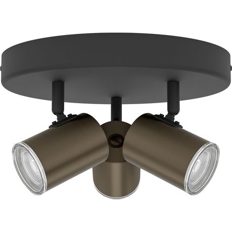 Salle de bain à projecteur en surface Consuma 1 3x GU10 - noir avec bronze - 300591 (1/3)