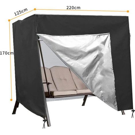 Lot 1 Housse balancelle Jardin 3 places Tissu Oxford Imperméable Anti-UV 220x125x170cm Extérieur (1/5)