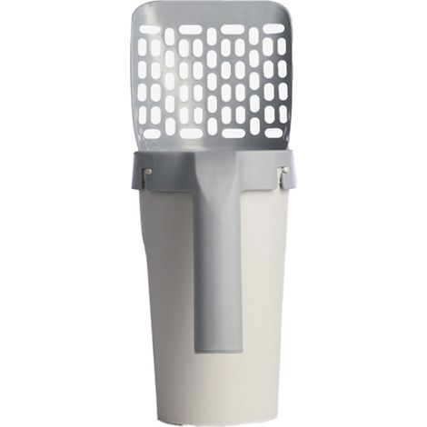 Pelle à litière avec support, couleur gris-blanc, sans dégâts. (1/5)