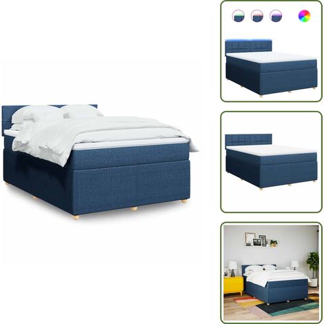 Boxspringbett mit Matratze Blau 160x200 cm Stoff - Boxspringbett - Boxspringbetten - Bett - Bettgestell (1/5)