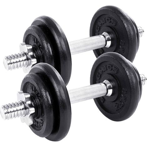Kit haltères musculation avec barre d’extension 20 kg pour hommes et femmes musculation prise de masse fitness noir (1/5)