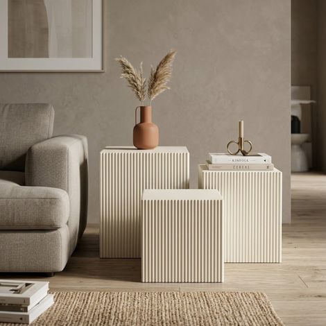 Trio Square Ribbed Sand Display Pedestals (1/2)