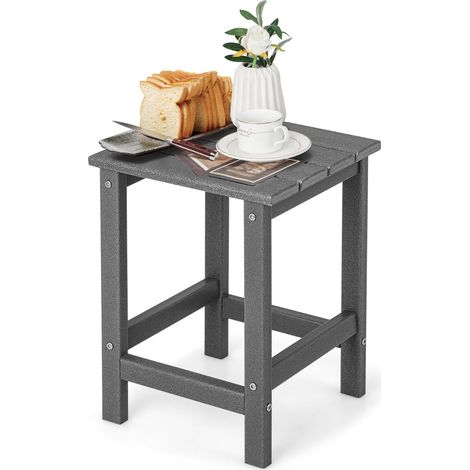Tavolino esterno HDPE resistente intemperie Tavolino adirondack quadrato patio Grigio (1/4)