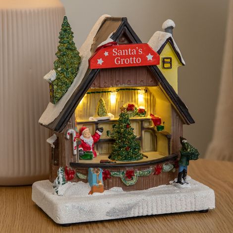17cm Light up Santa's Grotto Moving Musical Christmas Scene (1/5)