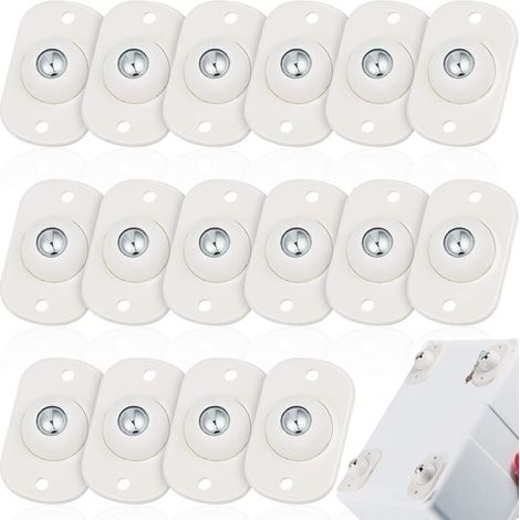 16er-Pack selbstklebende Geräterollen, 360°-Lenkrollen, Universalrollen für kleine Küchen (weiß mit 1 Stahlkugel) (1/4)