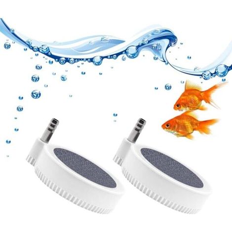 Aquariumbelüfter, zwei geräuschlose 5-cm-Belüfter, runder Sauerstoffdiffusor mit Nano-Luftsteinen, Aquarienzubehör, geeignet für Aquarien und kleine Teiche.