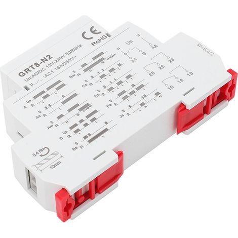 Relais temporisé multifonction à LED pour rail DIN, ignifuge, usage industriel (1/5)