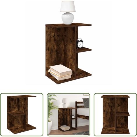 Bois d'ingénierie -  Table de chevet chêne fumé 46,5x29x61 cm bois d'ingénierie (1/5)