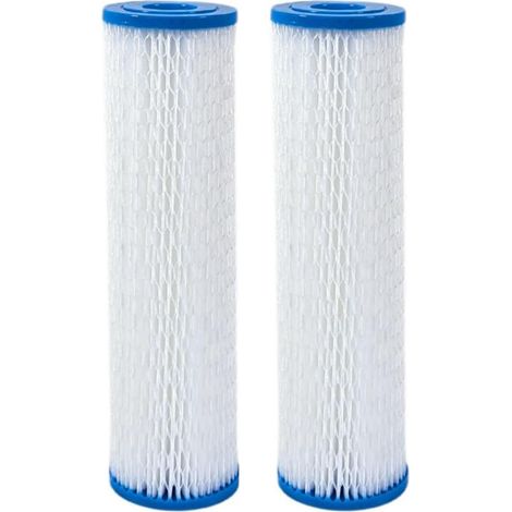 Lot de 2 filtres à sédiments plissés 10" x 2,5" de diamètre standard, cartouches filtrantes pour eau potable, alimentations en eau privées, forages et UV (10 microns) (1/3)