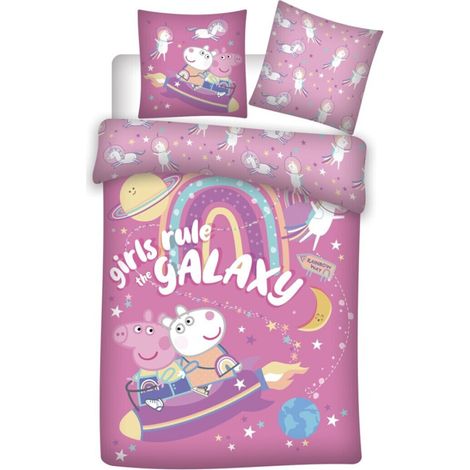 Parure de lit réversible Peppa Pig - -Girls Rule the Galaxy- - 140 cm x 200 cm (1/2)