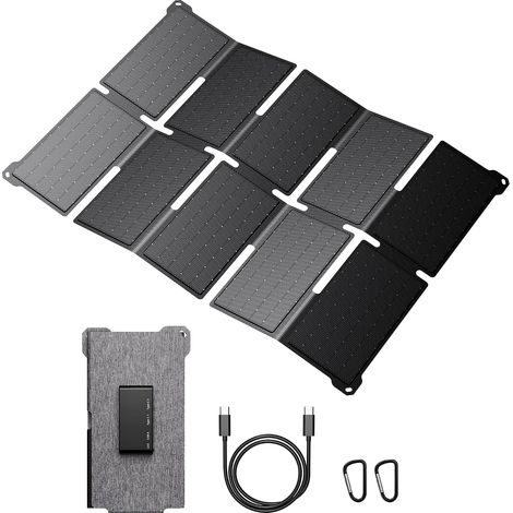 Chargeur Solaire Portable 35W, Charge Rapide USB-A et PD 25W USB-C 0,7kg, Étanche IP68 pour le Camping et le Randonnée, Chargeur Solaire Pliable pour Android, iPad, Powerbank (1/5)