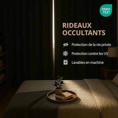 Rideaux opaques à noirceur Ensemble de L140 x H225 cm avec clips pour chambre et salon Linge de maison Design Rose poussiéreux (1/5)
