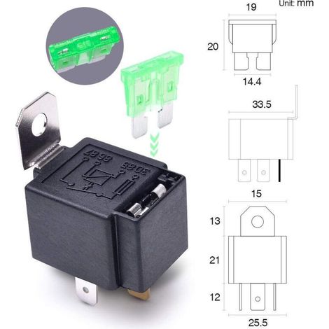 6Pcs 12V 30A Fusible Relais Commutateur Harnais ATO/ATC Lame Fusible, 5 Broches SPST Automobile Relais Électriques avec Fils Robustes 14 AWG (1/3)