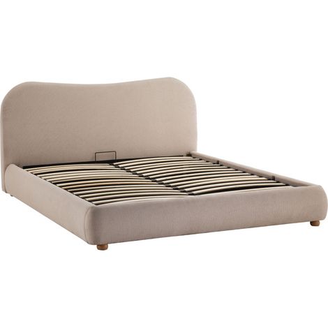 Lit coffre en tissu 140x190cm - Beige - Napo (1/5)