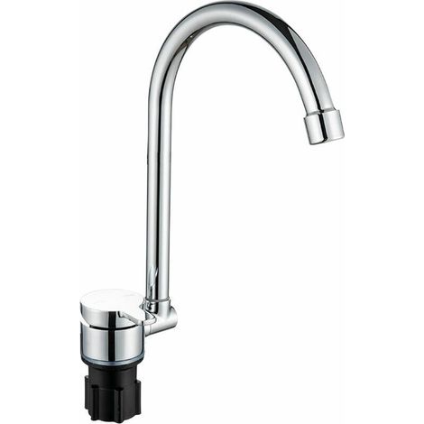 Lavello da cucina pieghevole e girevole a 360° con maniglia singola, tubo flessibile per acqua calda e fredda e maniglia girevole in rame, ideale per caravan e camper.