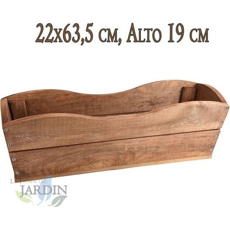 Macetero de madera 22x63 cm, alto 19 cm, macetero compacto para interiores y exteriores