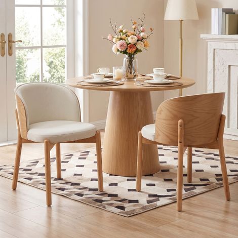 sedie da pranzo in legno massello, comode e traspiranti, adatte a sale da pranzo, soggiorni, caffè, stile moderno, tessuto in lino, impiallacciatura in legno massello di frassino, colore legno natural (1/5)