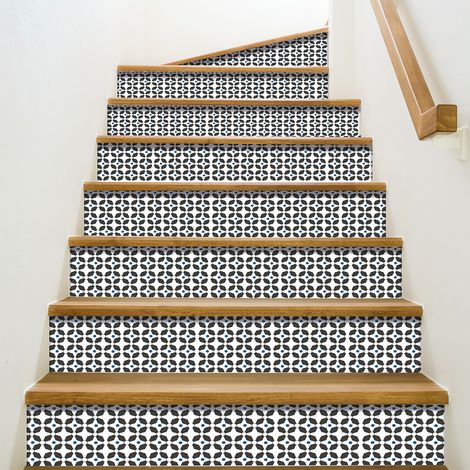 Contremarche adhésive X3 19,5 cm X 100 cm, autocollante, design graphique avec étoiles et octogones. (1/5)