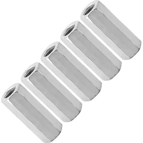 5 pcs M12 Écrou de Tige Longue Hexagonale Manchon Écrou Entretoises Filetées Fixations Vis Zinc Étendu Écrou Hexagonal Vis Fil Fil de Tige de Connexion Capuchon de Connexion Joint Écrou( (1/4)