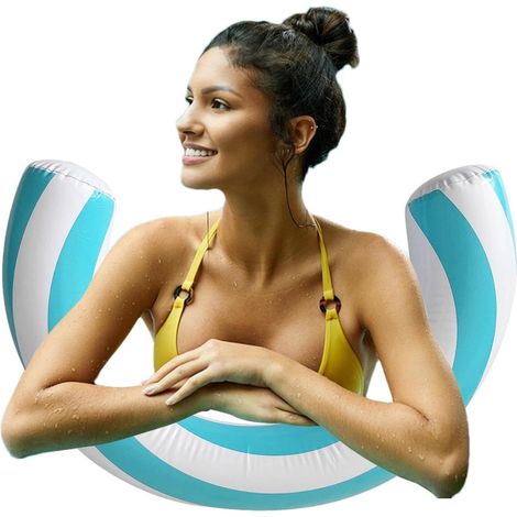 Boudin pour Piscine Gonflable PVC Gonflable rayé Jeux Estivaux Dimensions Boudin de piscine incurvé flottant pour hommes et femmes jeux de plage et parc aquatique fête et détente (1/5)
