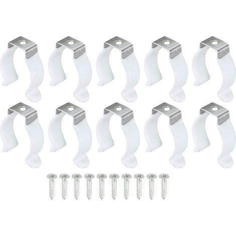 T8 U Clips Support Support pour LED Lumière Ampoule Montage Support Support Épaissir Inox Acier Fluorescent Tube Support avec Vis Paquet de 10 (1/5)