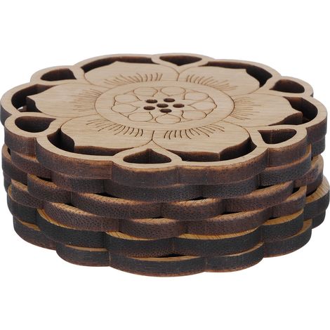 Bambus-Untersetzer, isolierte Becheruntersetzer, Tischaccessoires im Blütenknospen-Design (1/5)