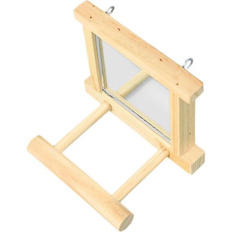 Miroir en bois pour cages de perruches, oiseaux, cacatoès jouet suspendu pour l'activité et le divertissement.-AquaForge (1/5)