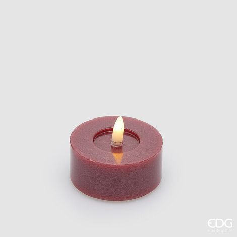 EDG Enzo De Gasperi Set 2 Candele LED Glitter H3 Ø7 cm Bordeaux IP20 – Candele Decorative Natalizie (1/4)