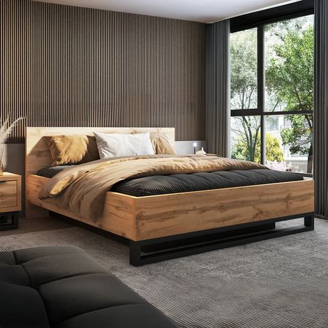 Lit coffre 180x200 sommier inclus Eden Bois et Noir (1/5)