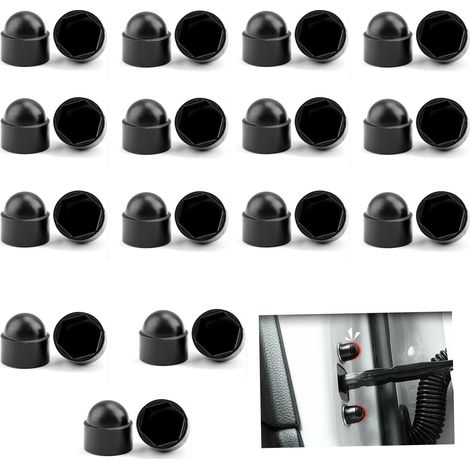 30 Stück Sechskantmuttern-Abdeckungen, schwarze Kunststoff-Muttern-Domkappen M10, schwarze Kunststoffmuttern und -schrauben, Sechskantschrauben-Muttern-Schutzkappen (M10 × 16 mm)