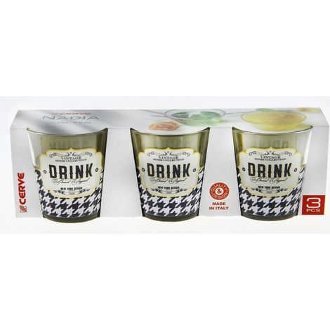 Set 3 Bicchieri acqua da tavola in vetro nadia retro'dirnk quadrati 250 cc (1/2)