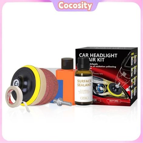 Jaune Scratch Vague Restaurer Restaurer Polissage Phare Lentille Restaurer Phare (1/4)