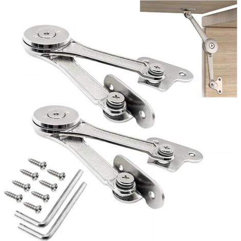 2Pcs Zinc Alloy Adjustable Support Hinges for Cabinet Door, Wooden Storage Box, Kitchen Furniture Door (1/4)