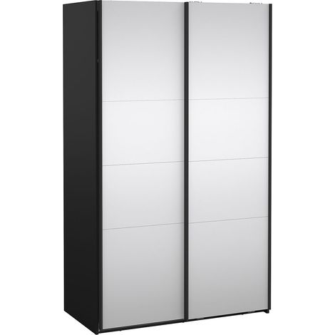 Catania Schiebetürenschrank 2 Türen mit Spiegel 120x200cm matt schwarz. (1/5)