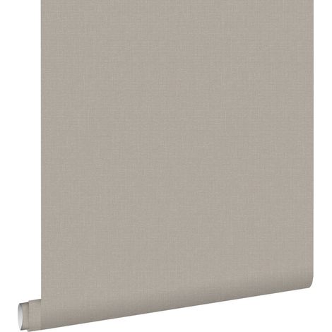 papier peint uni mat avec texture de lin taupe - ESTAhome (1/5)