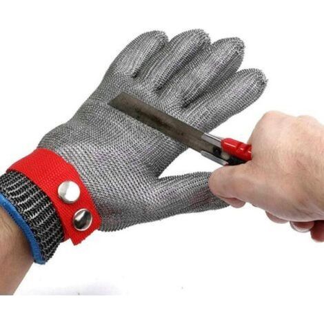 Gant Anti Coupure, Gants Jardinage, Maille d'acier Inoxydable, Protection de Niveau 5, Gant de Travail pour Abattage, Sculpture Sur Bois, Boucher (Taille XL) (1/5)
