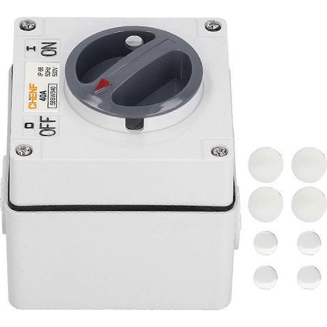 Interrupteur extérieur étanche à l'eau, prise isolée anti-poussière, boutons marche/arrêt rotatifs, indicateurs 500V (3P40A) (1/4)
