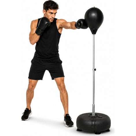 Saco De Boxeo De Pie Ajustable Con Base Rellenable