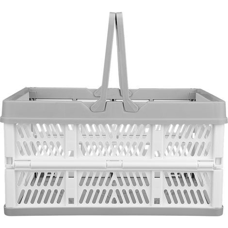 Panier pliable de rangement pour linge sale avec poignées, organisateur pour cuisine chambre - Blanc Gris (1/5)