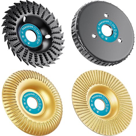 Wood Sanding Discs 125 mm Set of 4 Sanding Discs, Wood Carving Disc for Angle Grinder, Carving Discs, Cutting Discs, Grinding Discs (1/5)