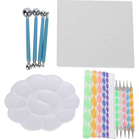 Kit de 20 outils à points pour mandala, pochoirs et accessoires de peinture pour art sur pierre.